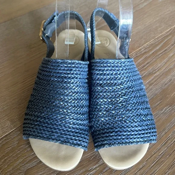 Paul Green Helena Woven Leather Slingback Sandal Indigo Block Heel 7 / 4.5 UK - Picture 3 of 15